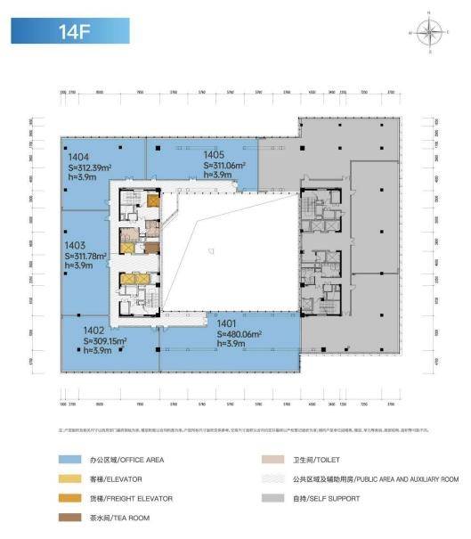 杭州西投万科·开物创新大厦14层平面图
