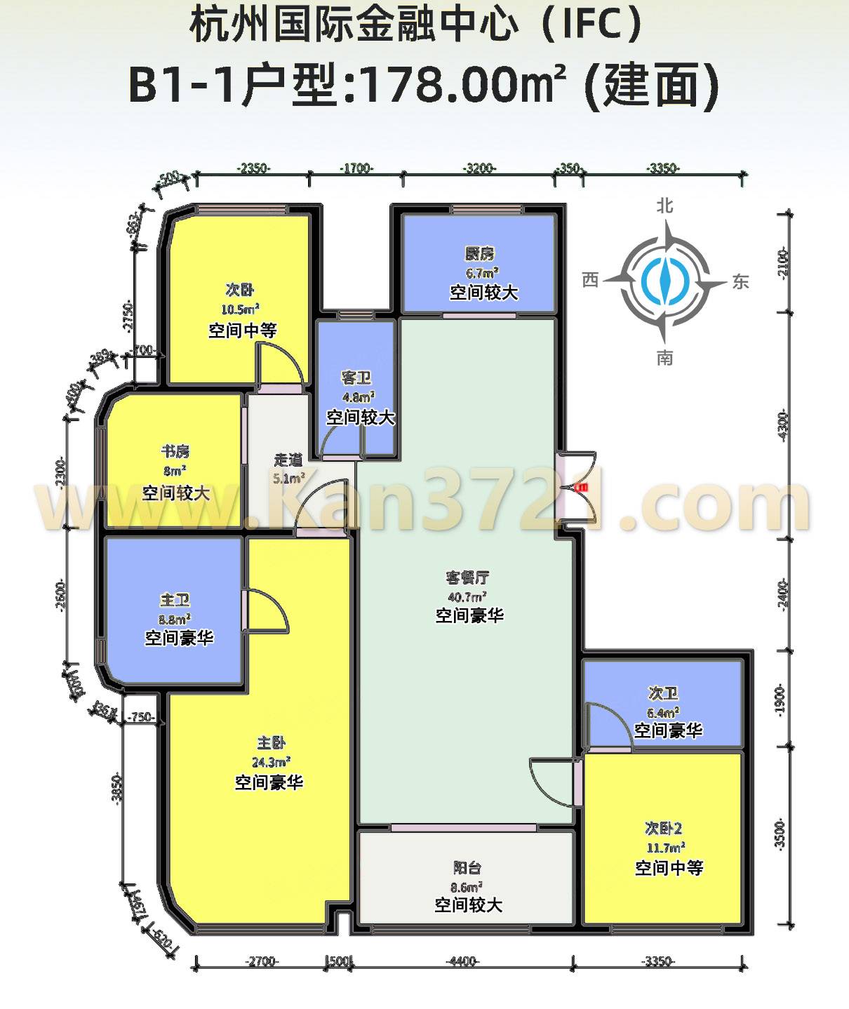 杭州杭州国际金融中心B1-178方四室两厅三卫