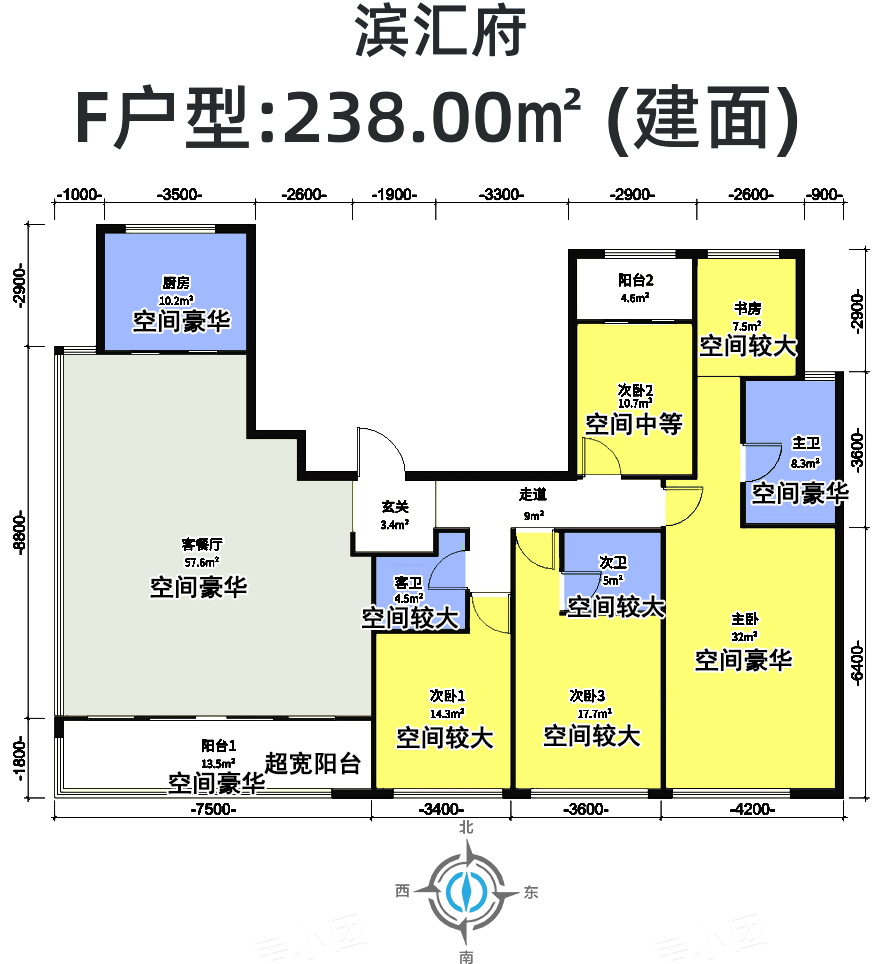 高层238方F-5室2厅3卫