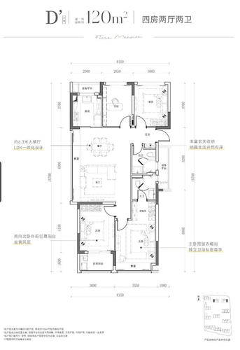 D-120方-四室两厅两卫-滨江·棠悦芳华轩