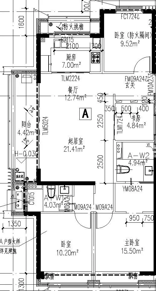 杭州万科亚运村125㎡ 四房两厅两卫 边套