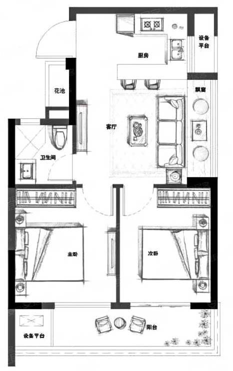C-2室1厅1卫1厨-65平米