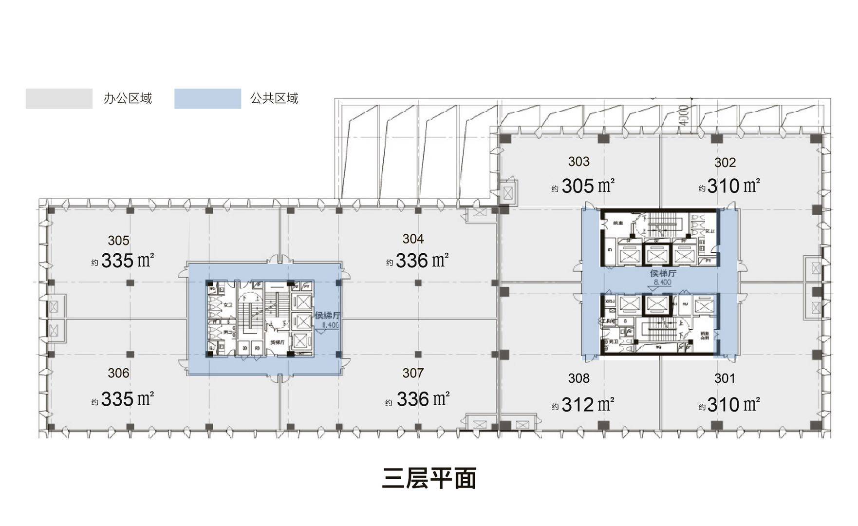 杭州融信中心标准层平面图（办公）